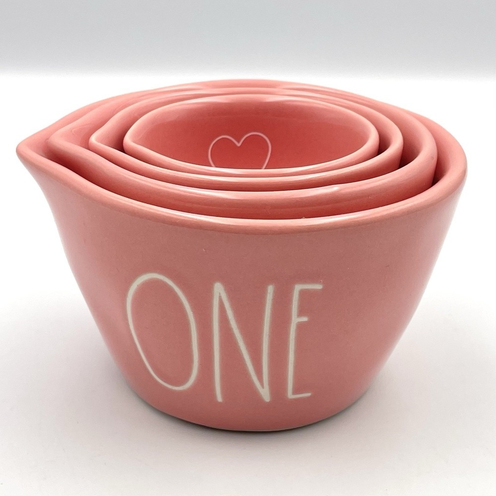 Rae Dunn Pink Measuring Bowl Set 4pc ONE HALF THIRD QUARTER Magenta
